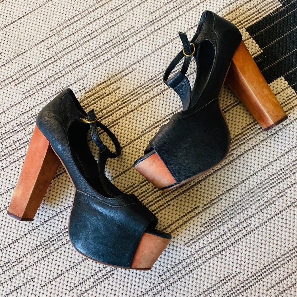Jeffrey Campbell Foxy Wood Platform Heels